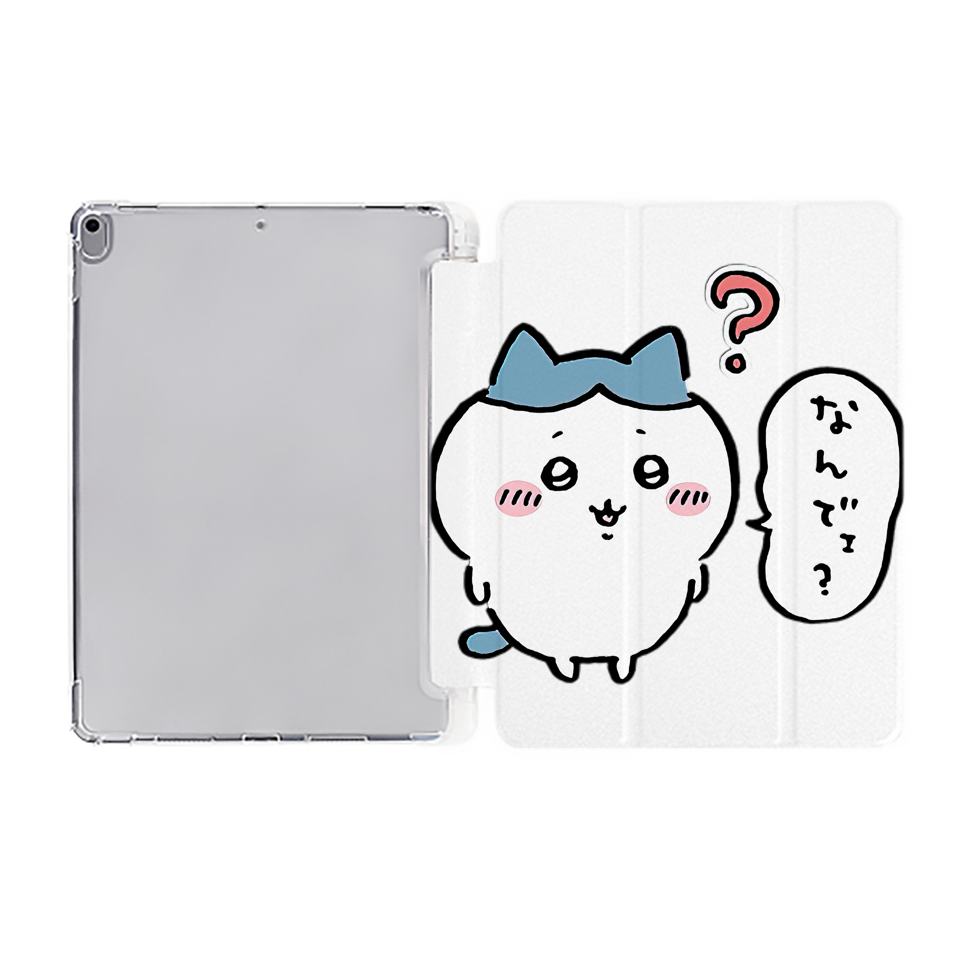 （画像用） ちいかわ ハチワレ Chii-kawa hachiware IPad ケース ペン収納付き 三つ折りスタンド PUレザー×シリコン 対応機種9.5/10.5/10.9インチ